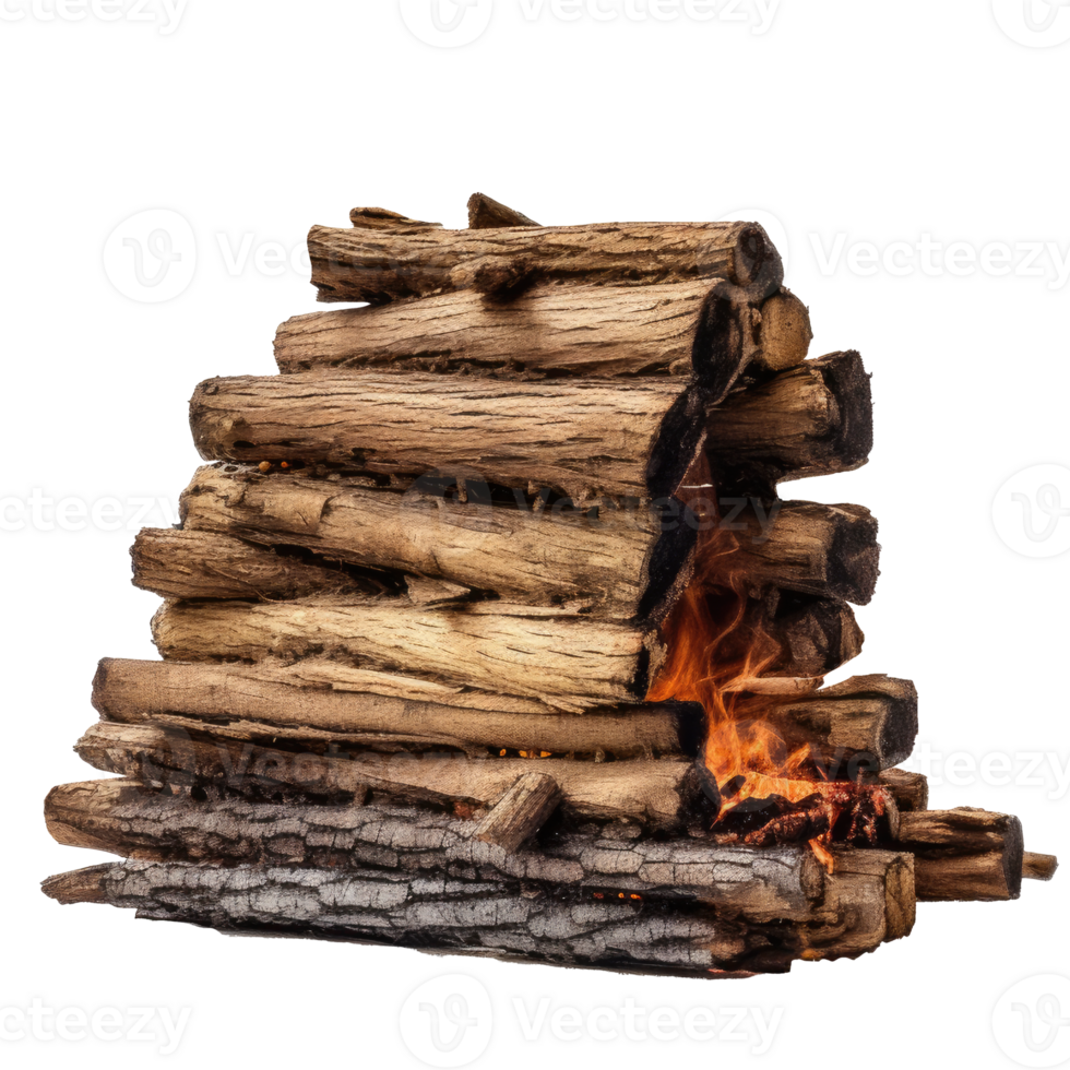 Small Bonfire Pile of wood logs, AI Generative png