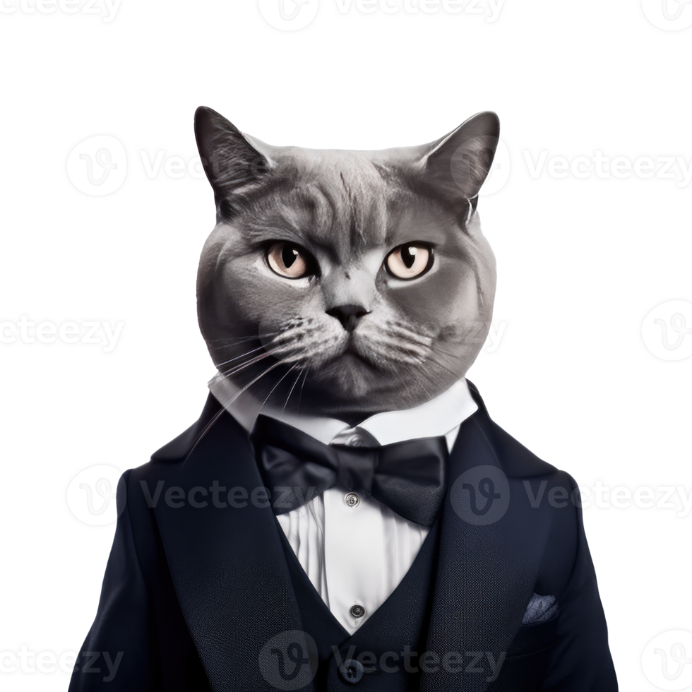 Portrait of Cat business person illustration, AI Generative png