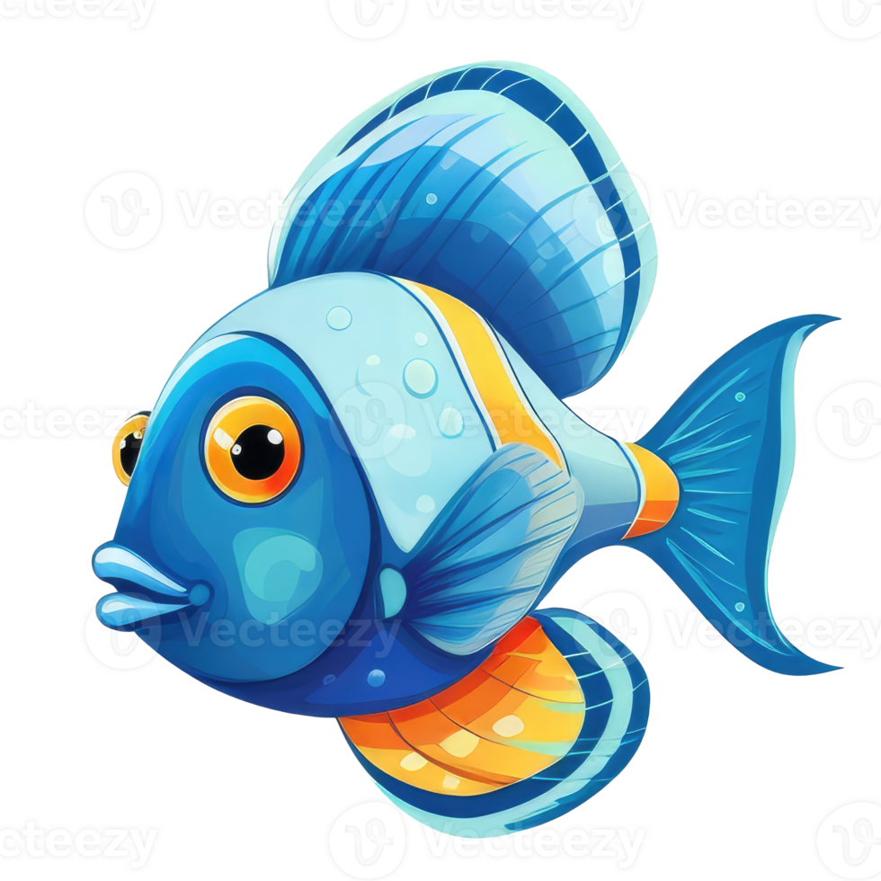 Cleaner Fish Cartoon Illustration, AI Generative png