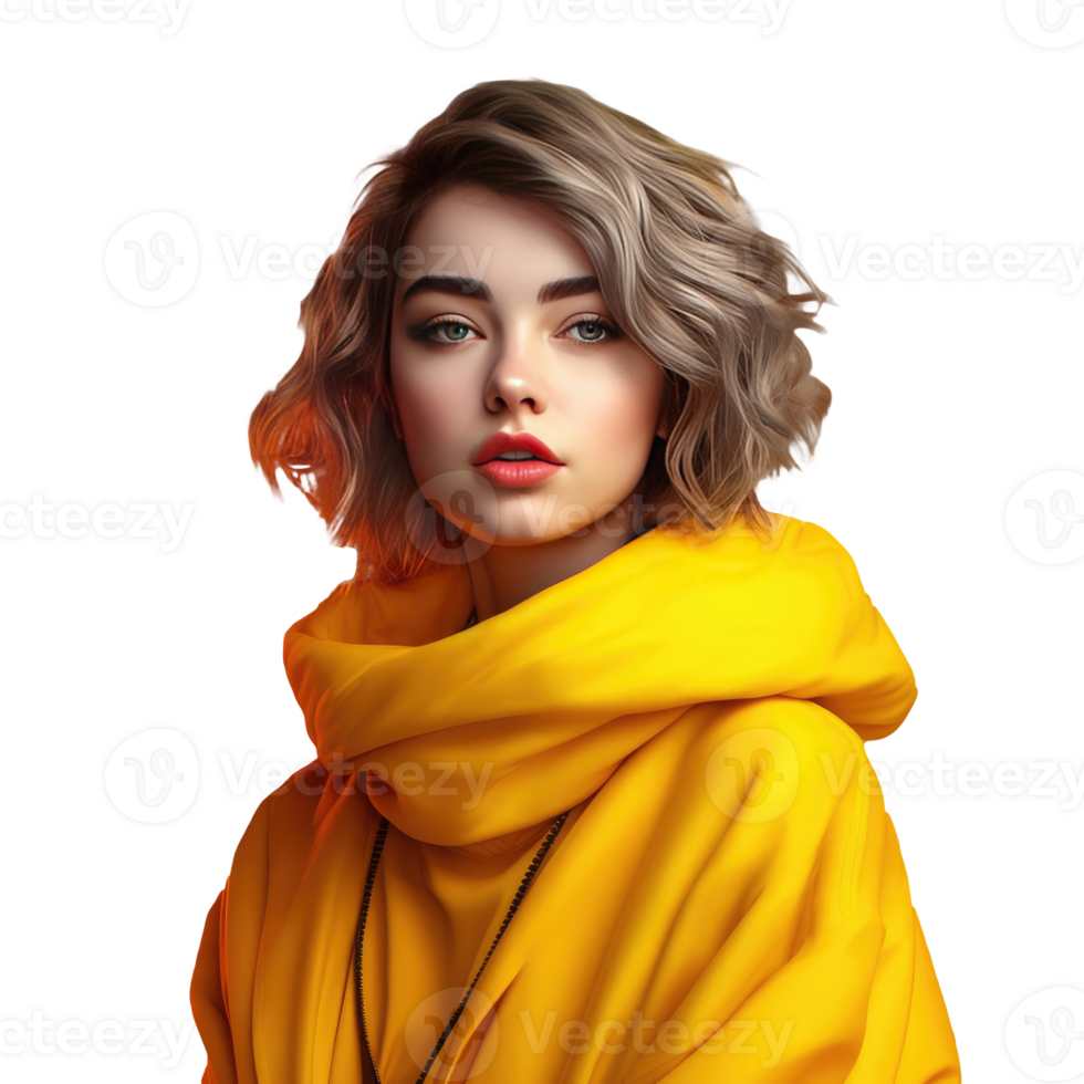 Half body view of beautiful girl standing, AI Generative png