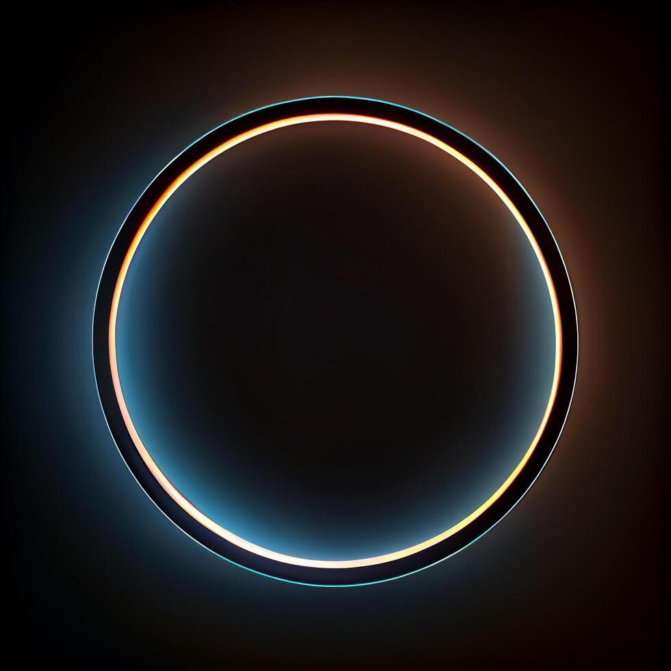 Glowing blue circle illuminates futuristic abstract design , photo