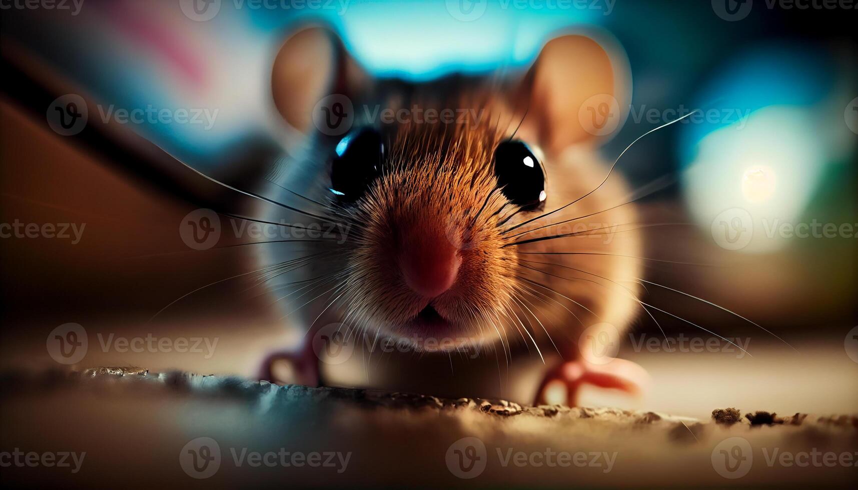 Fluffy small chinchilla sitting, looking at camera generated by AI photo