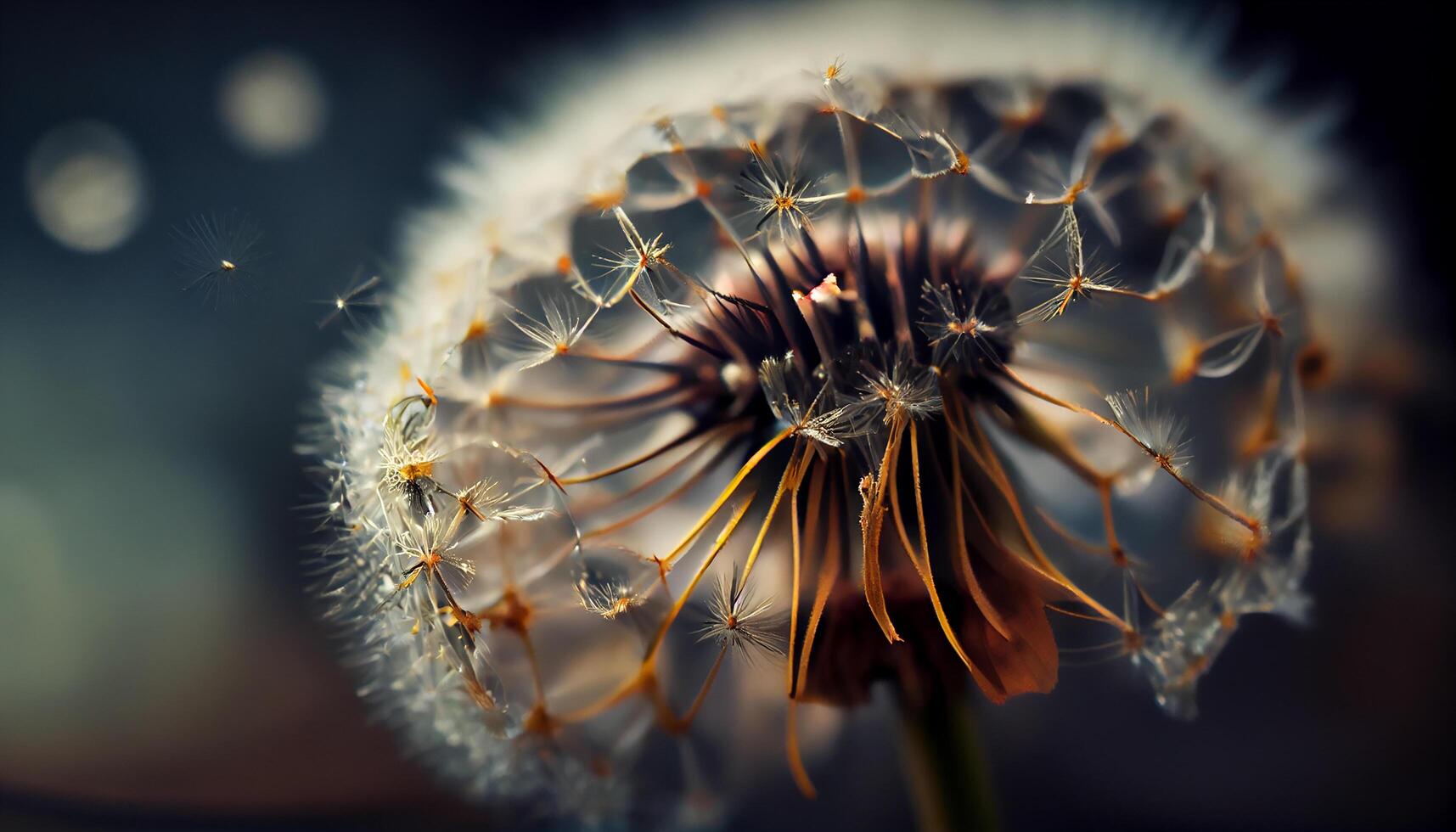Close up of a single yellow dandelion seed , photo