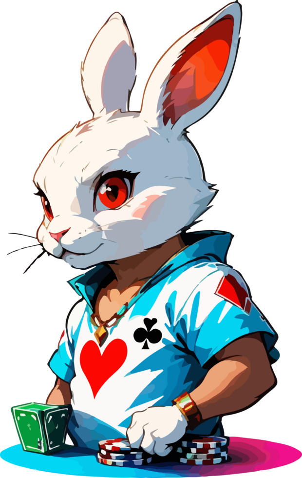Poker Bunny Mascot Logo AI Generative png