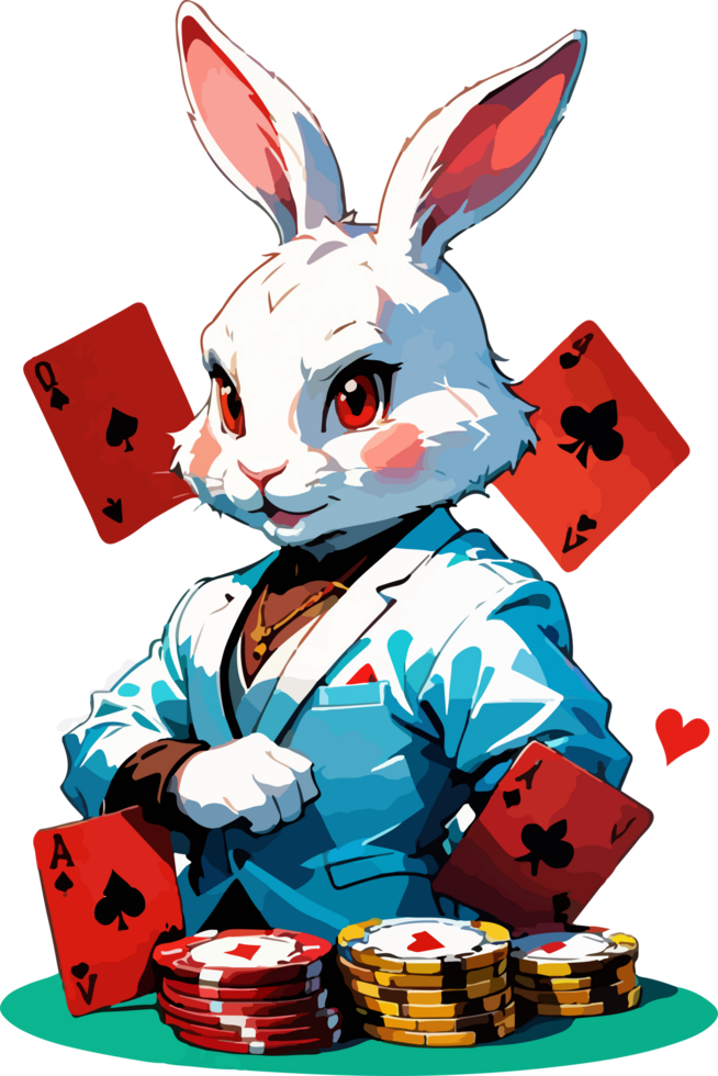 Poker Bunny Mascot Character AI Generative png