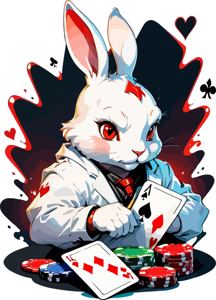Poker Bunny Mascot Clipart AI Generative png