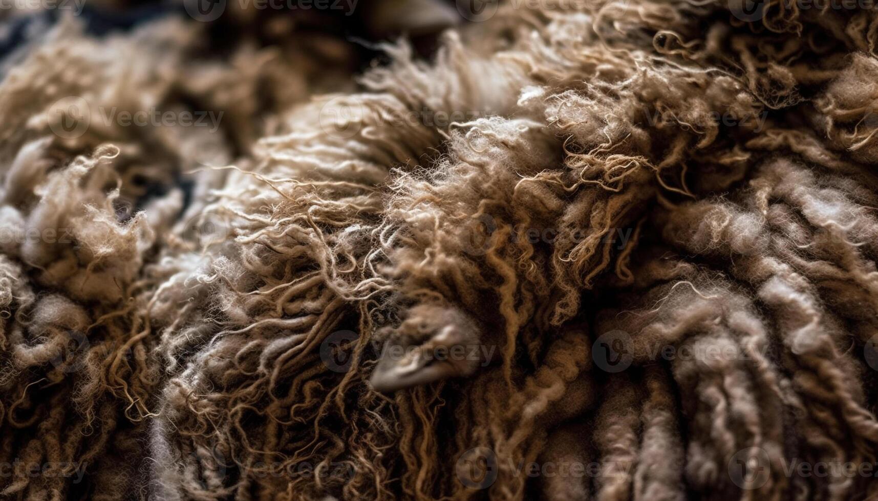 Fluffy wool coat, elegant mink fur trim generated by AI photo