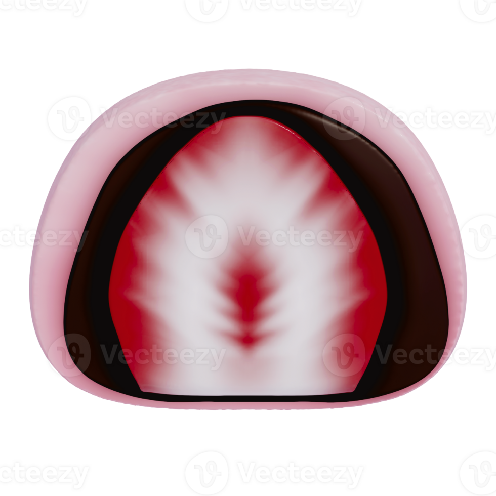 Japanese dessert ichigo daifuku , 3d rendering on a transparent background png