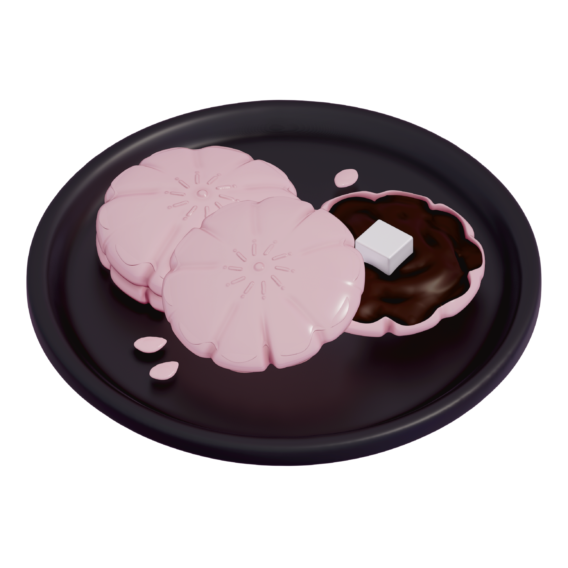 Japanese dessert wagashi mochi , 3d rendering on a transparent