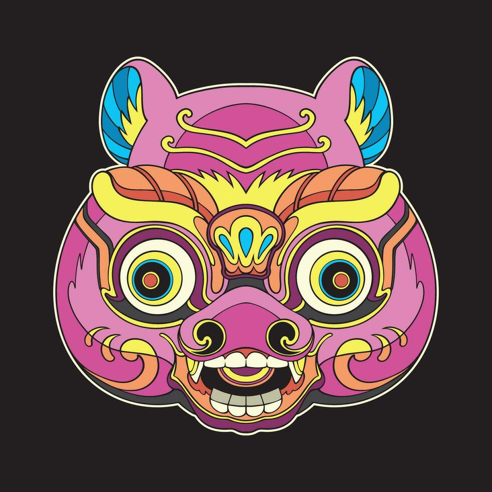 cute barong mask pig vector art