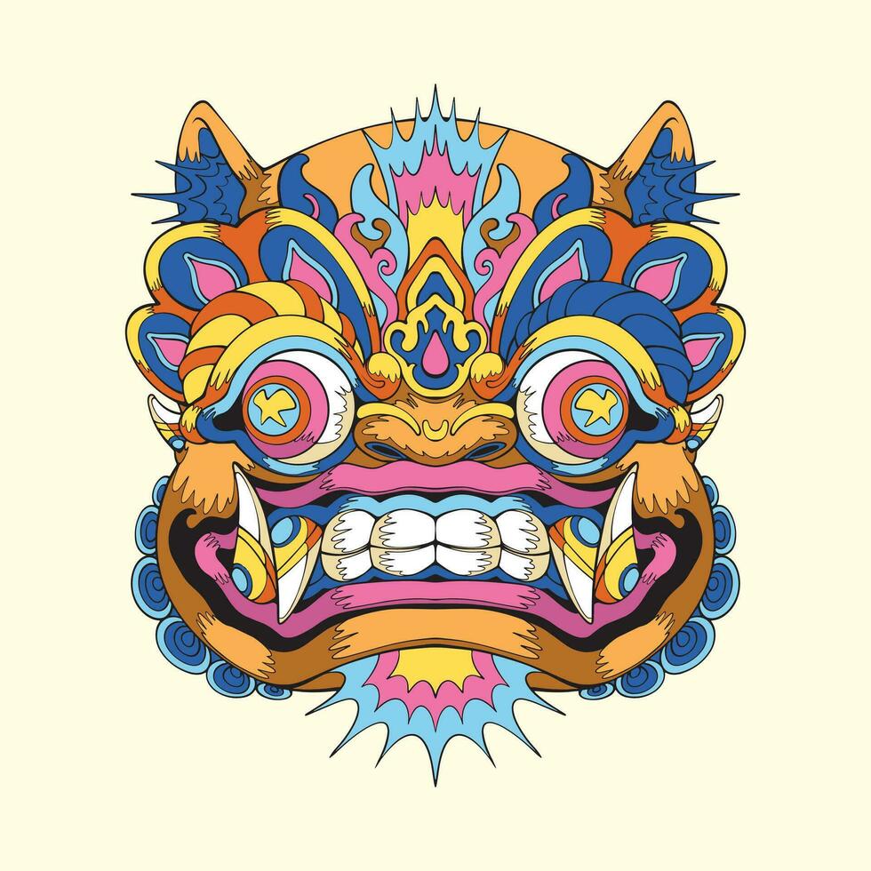 Balinese barong mask vector art