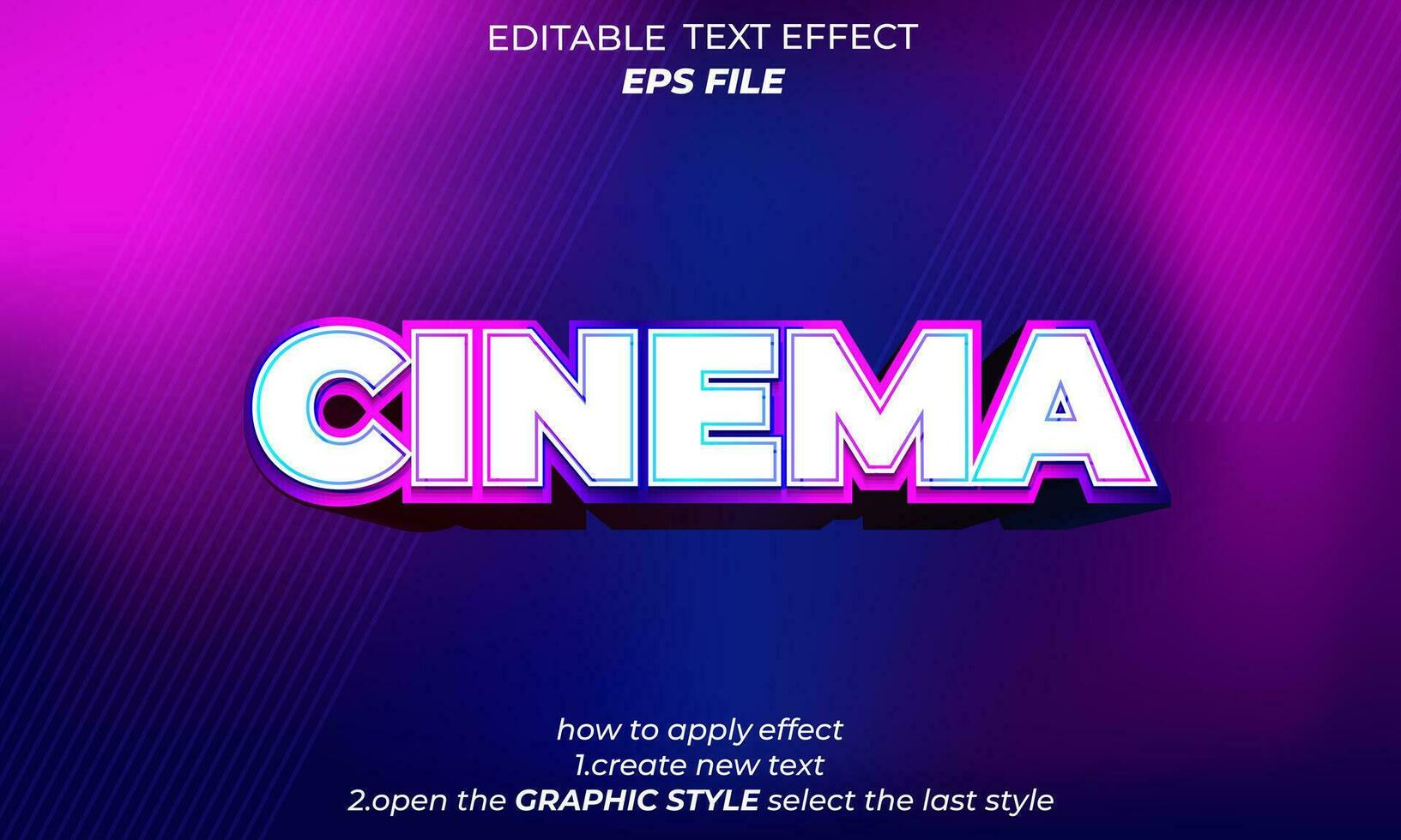 cinema 3D editable text effect, text style vector template