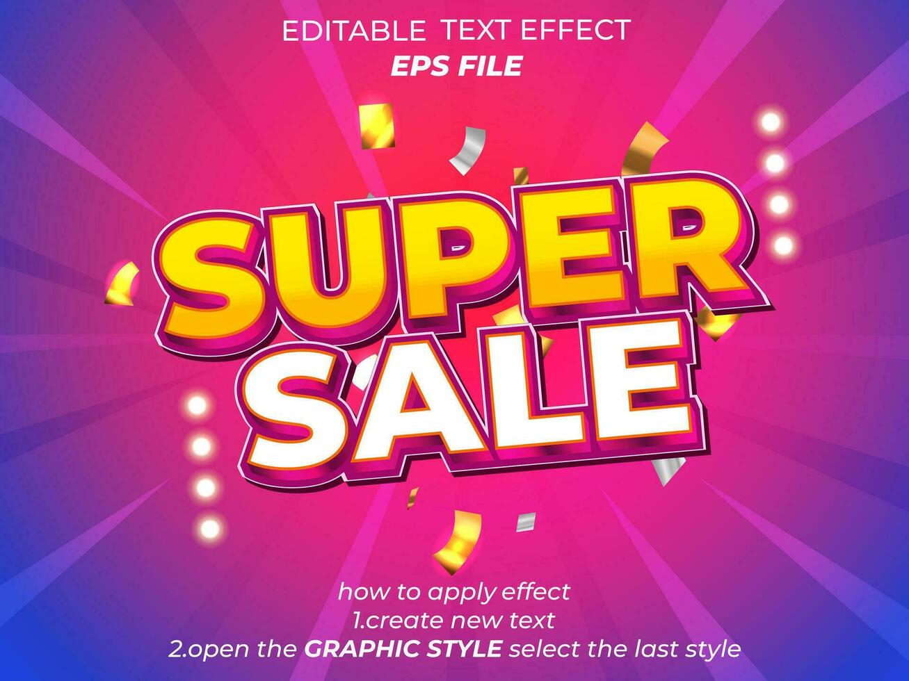 Super sale 3d text effect, text style, editabled. vector templateWeb