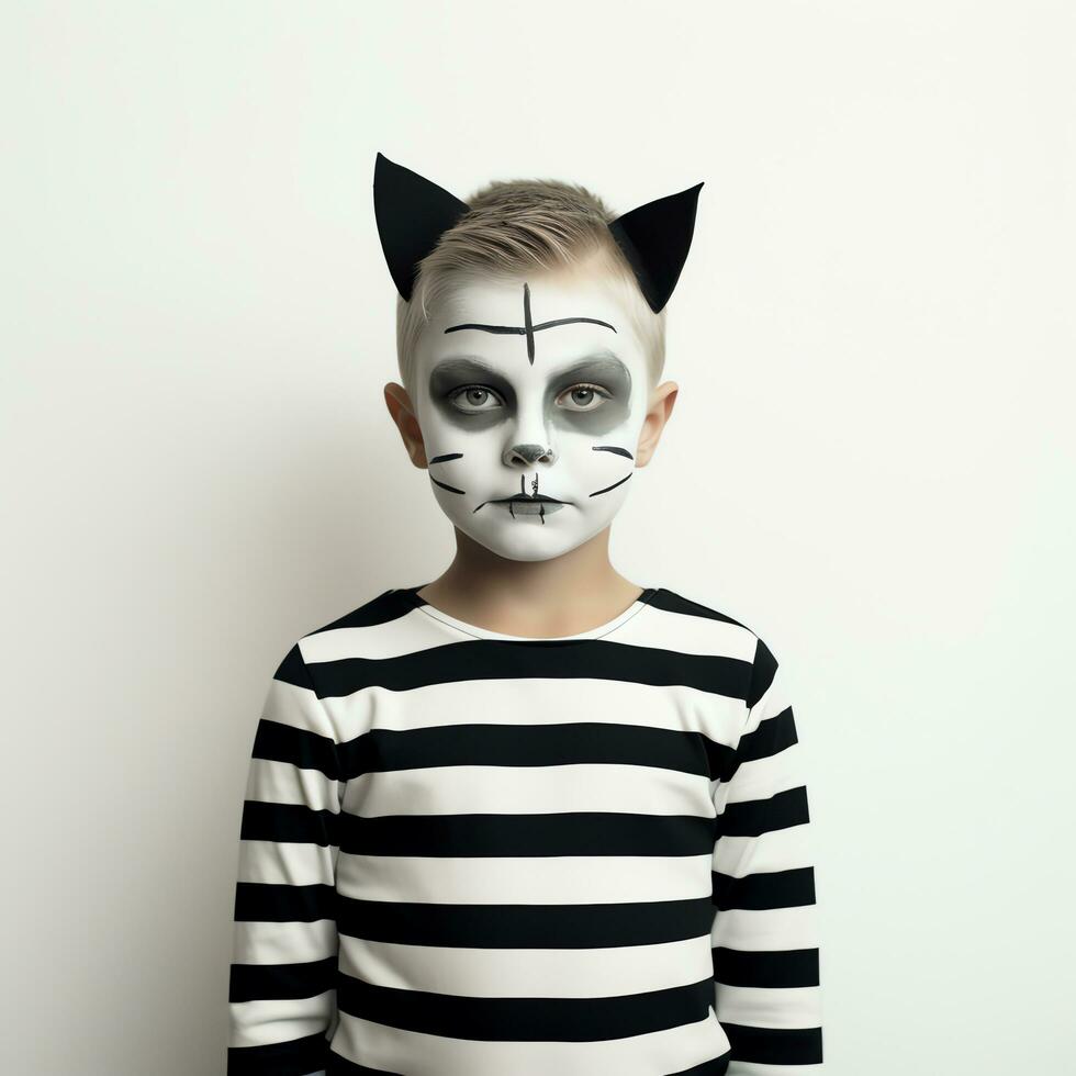 Happy halloween kid concept, a boy wearing halloween costume, AI Generated photo