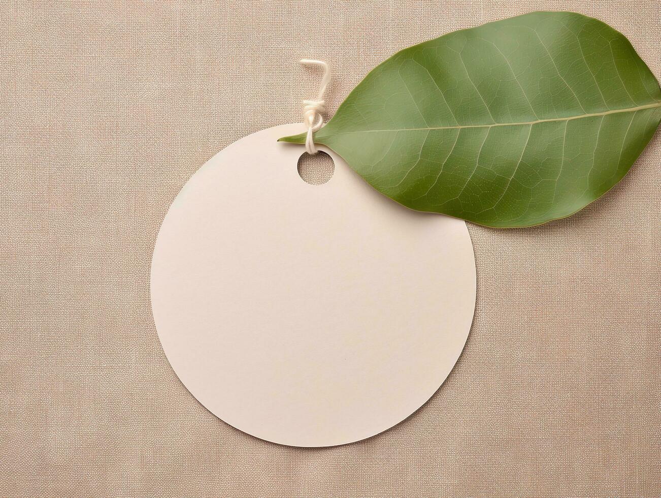 Empty mockup of circle tag label for brand organic shop, minimal eco friendly concept, AI Generated photo
