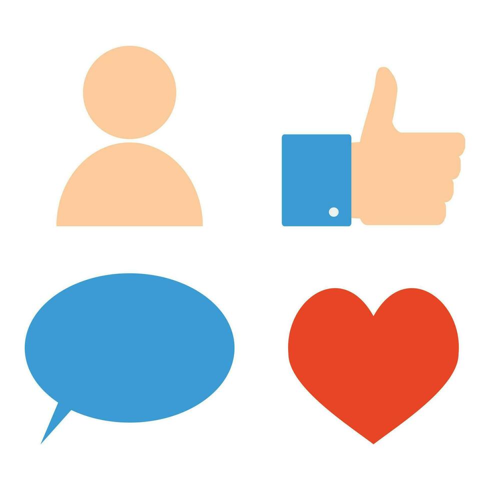 Icons of social networks. Vector heart favorite, like network social icon, web media communication illustration
