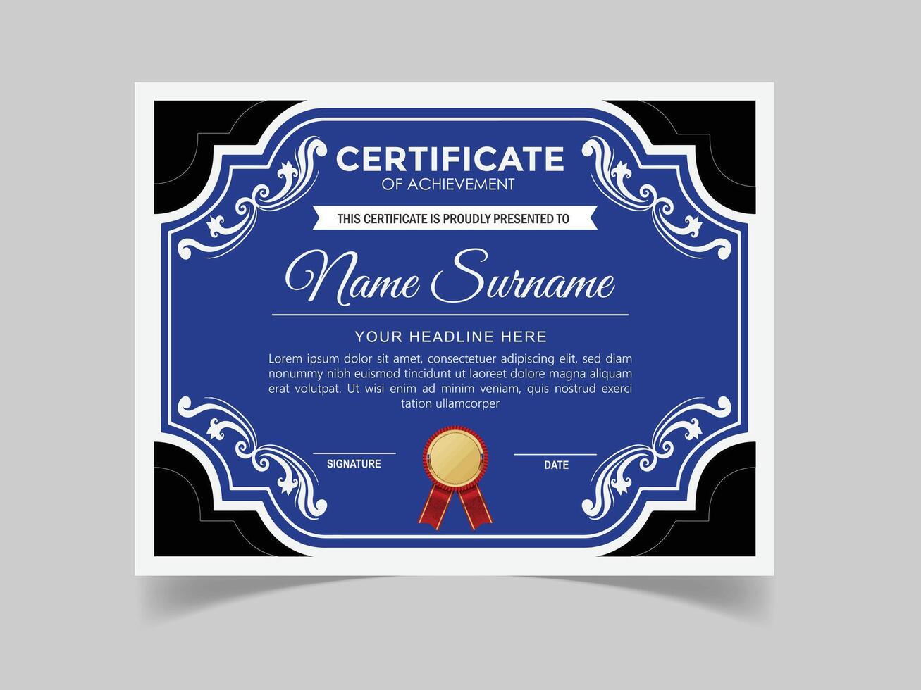 Modern flat certificate template vector