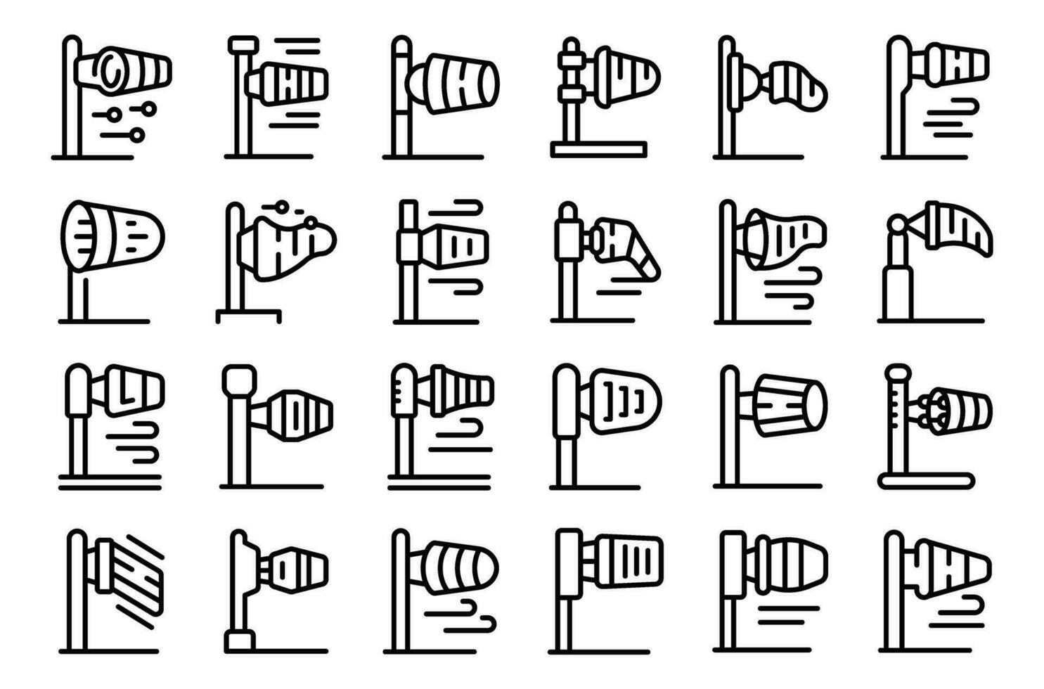 Windsock icons set outline vector. Winter snow cloud vector