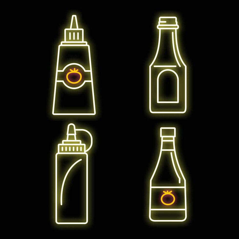 Tomato ketchup icon set vector neon