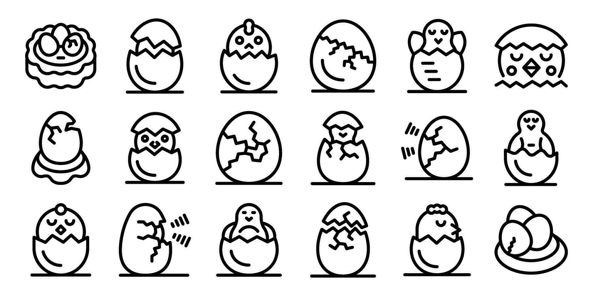 Chicken hatching icons set outline vector. Egg chicken nest vector