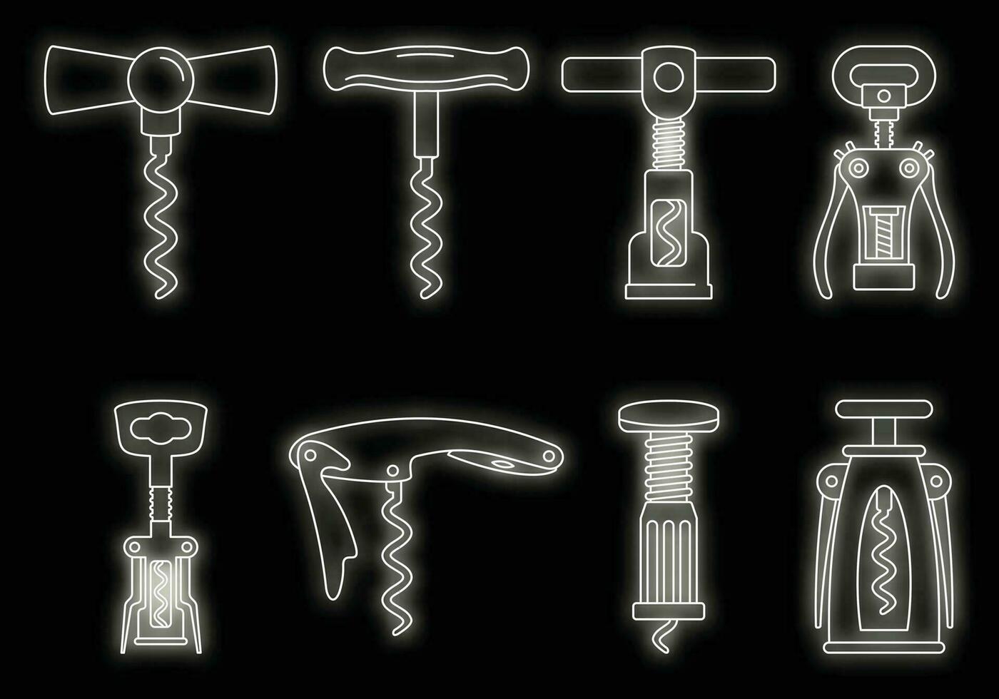 Home corkscrew icon set vector neon