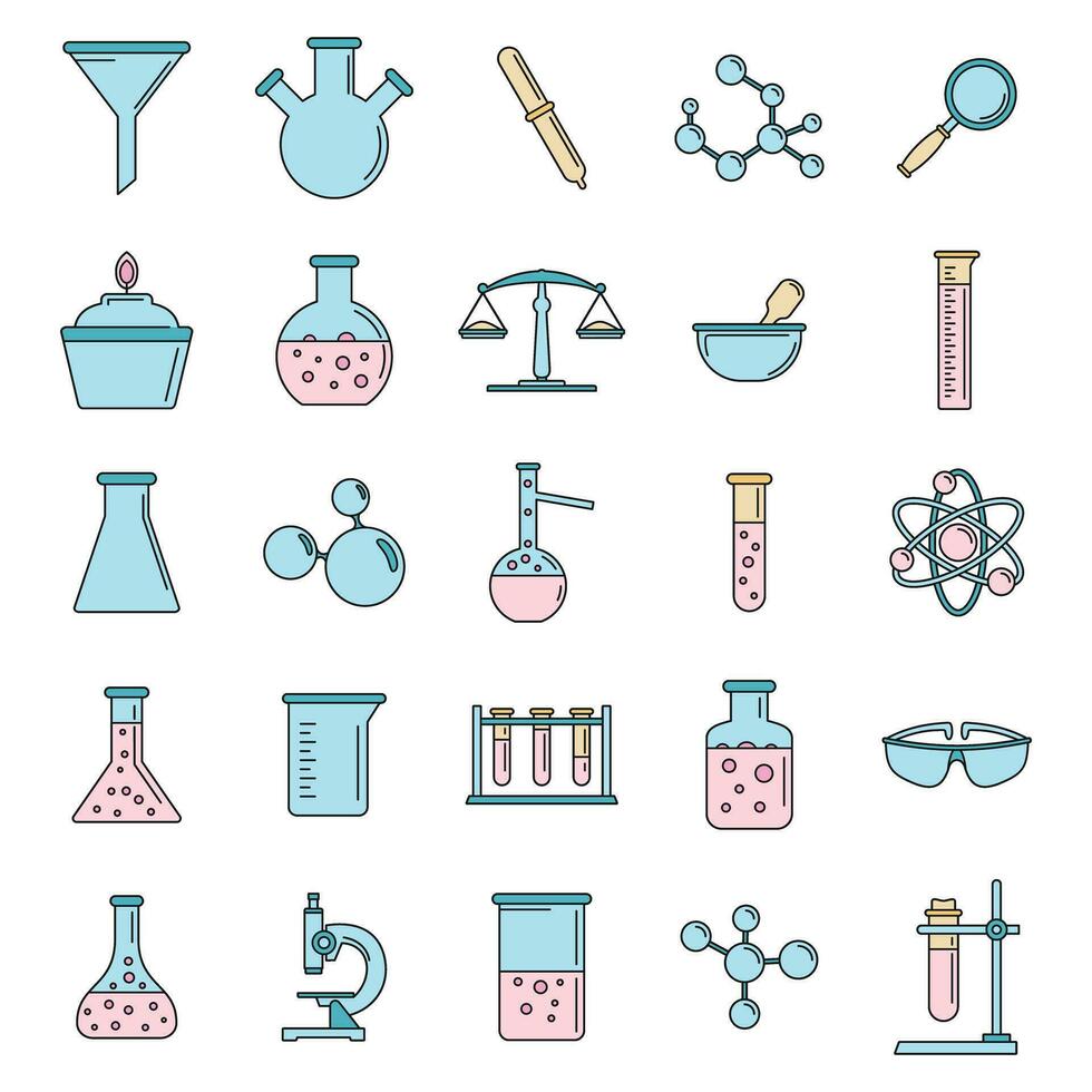 Science laboratory icon set vector color