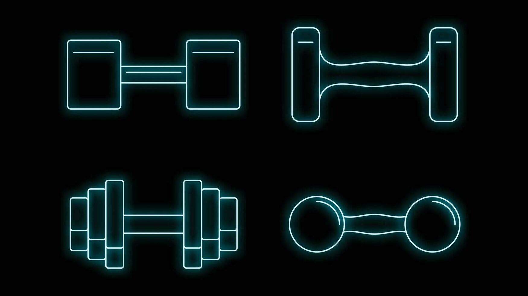 Hand dumbbell icon set vector neon
