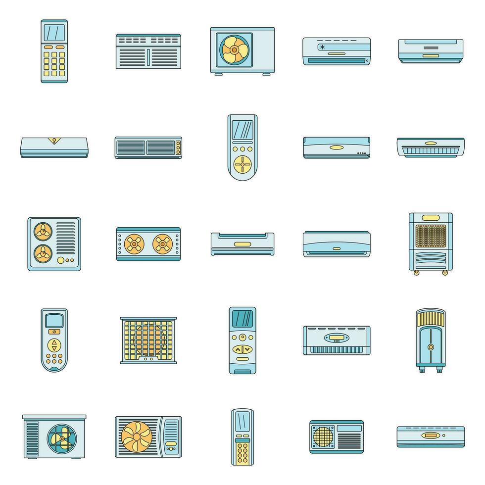 Conditioner air filter icons set vector color