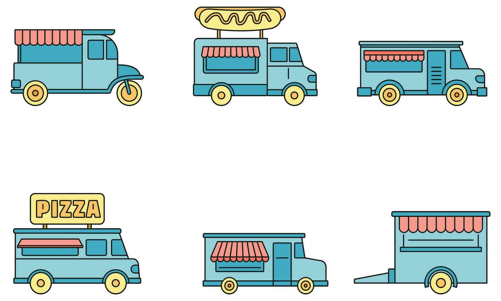 festival comida camión icono conjunto vector color