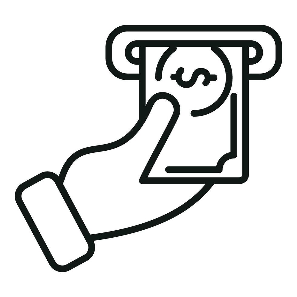 Take money cash from atm icon outline vector. Card change vector