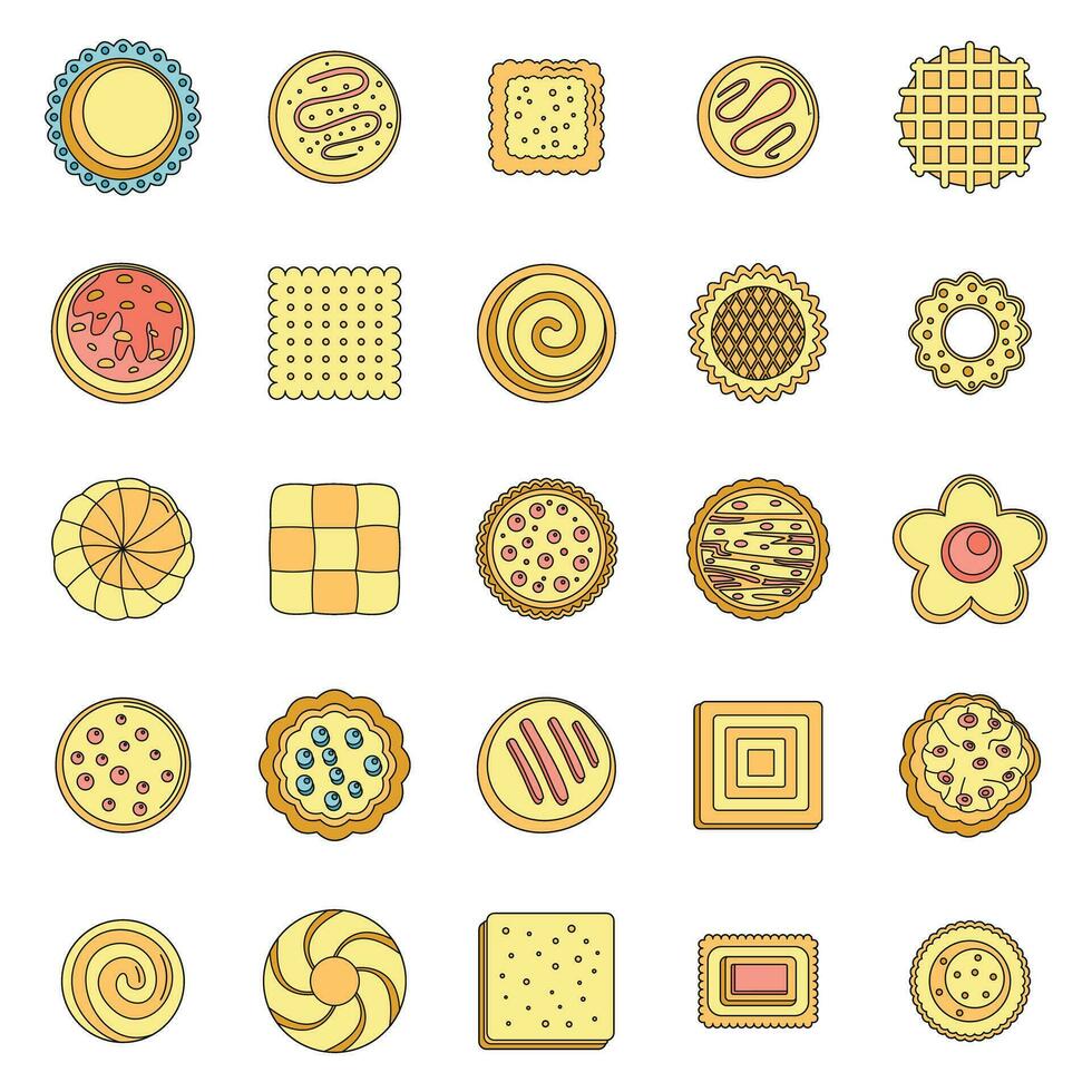 galletas galleta íconos conjunto vector color