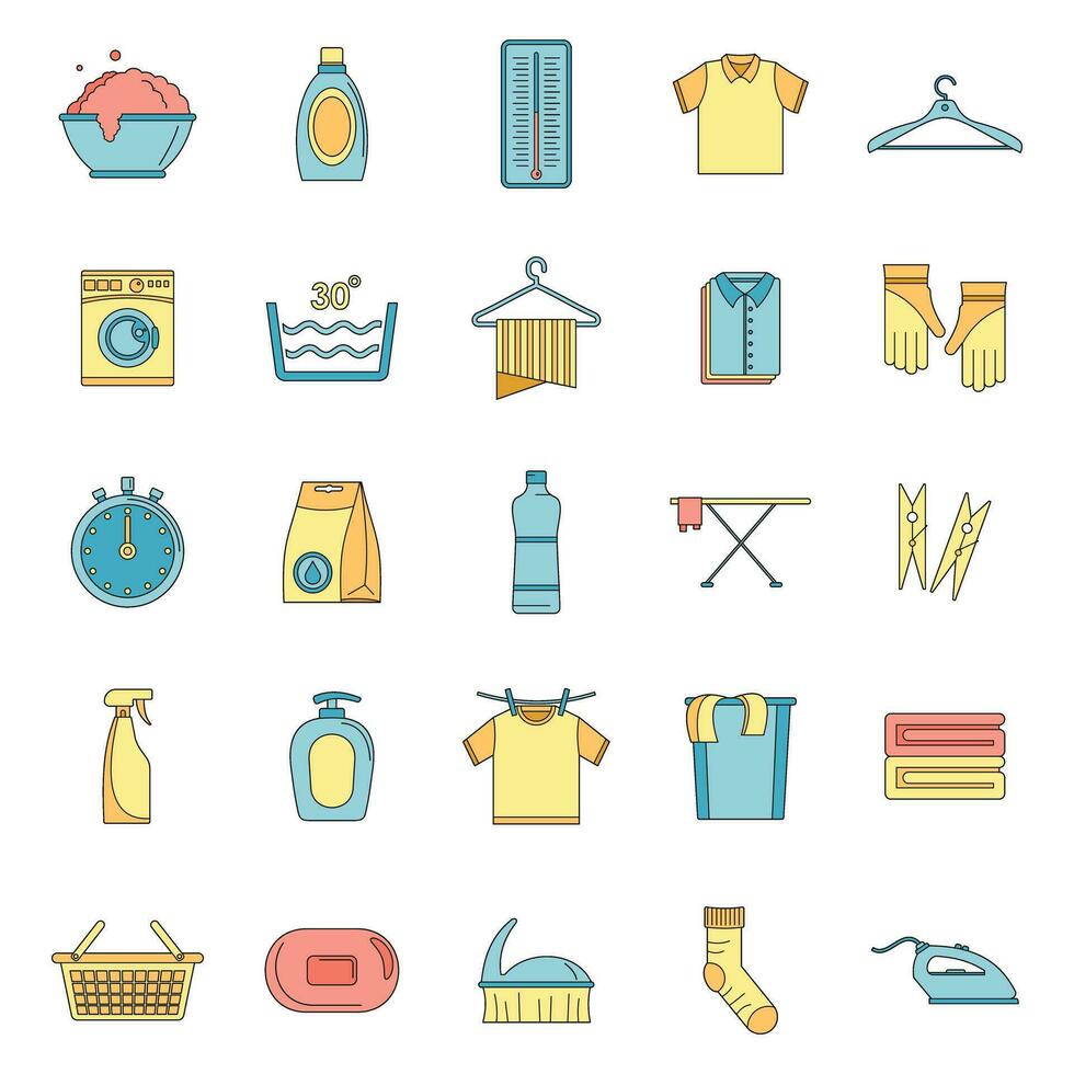 Laundry service icons set vector color