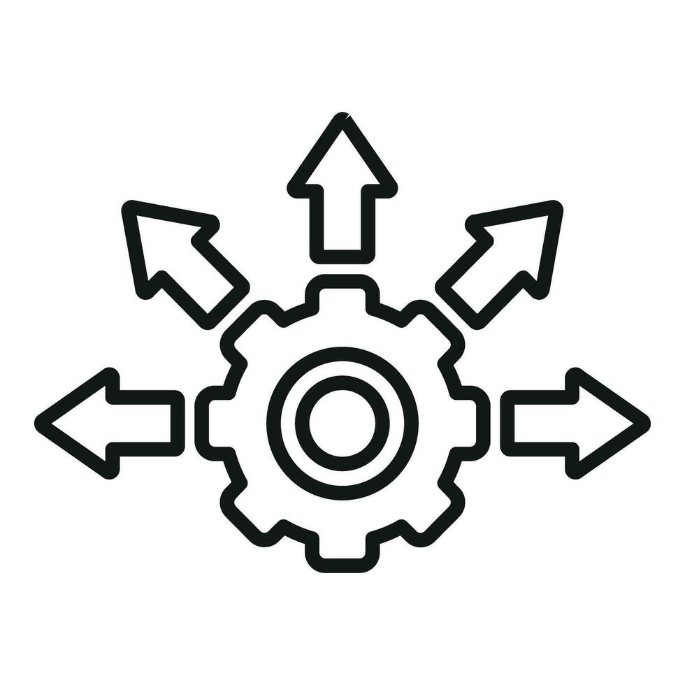 Gear victory success icon outline vector. Human training vector