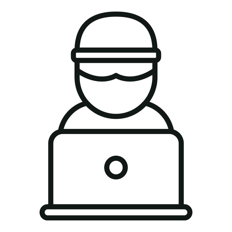 Anonymous laptop user icon outline vector. Mark person vector