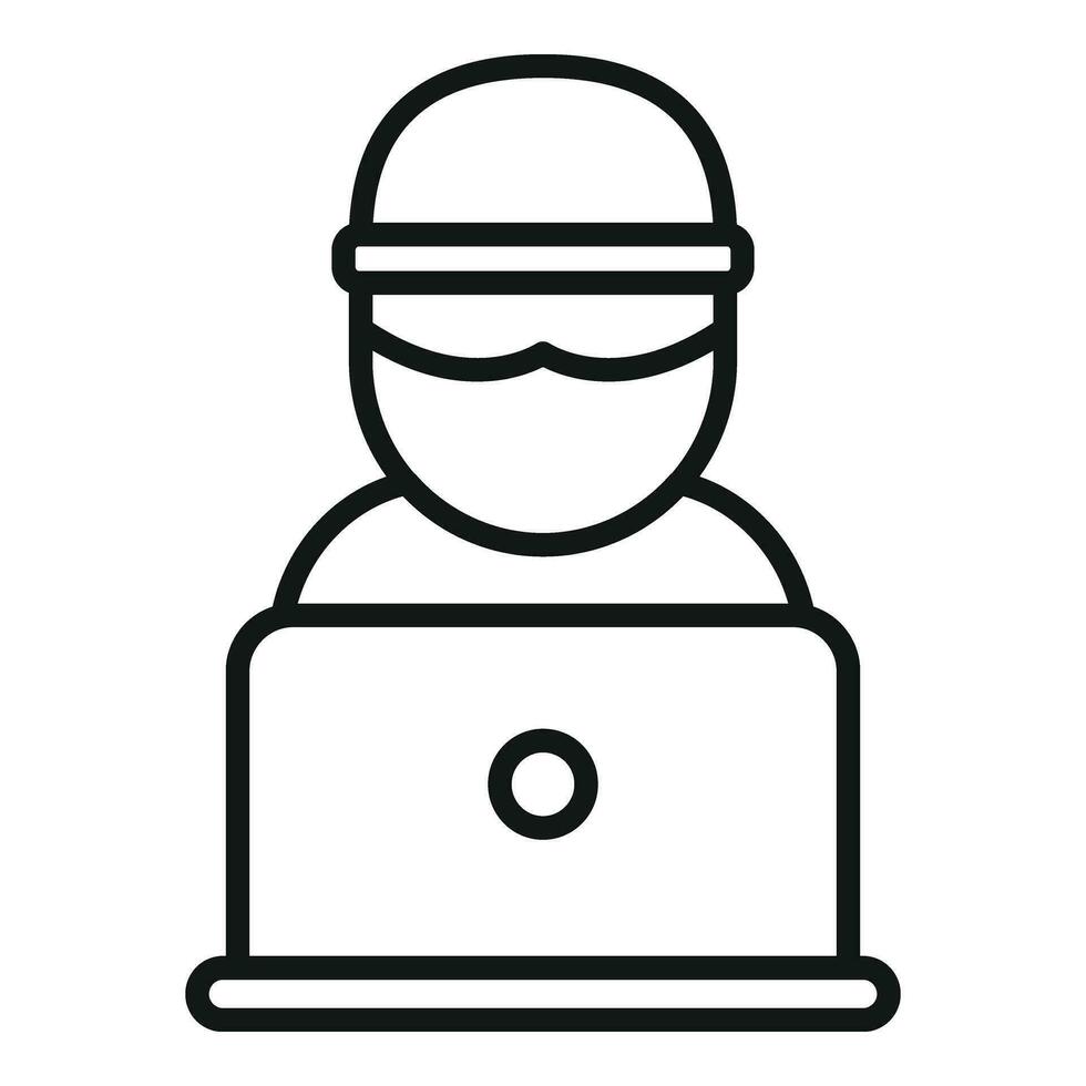 Anonymous laptop user icon outline vector. Mark person vector