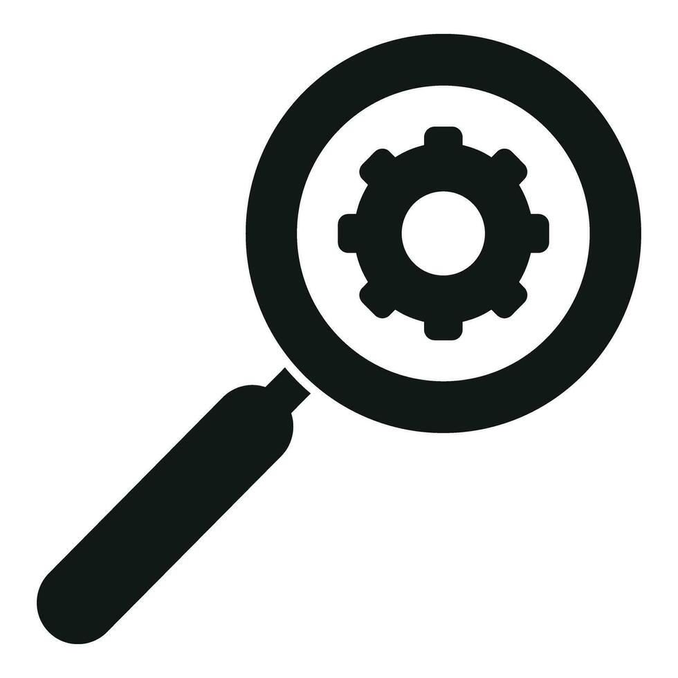 Realization gear magnifier icon simple vector. Mental balance search vector