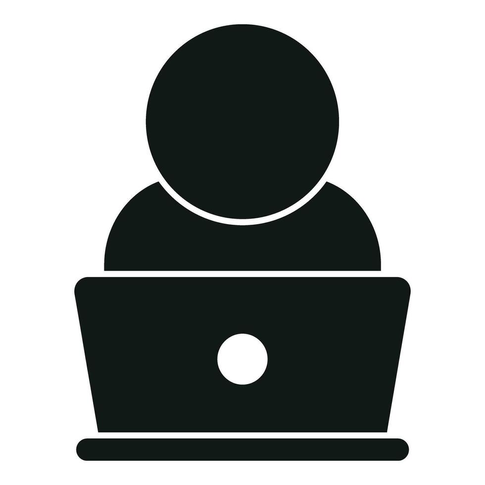 persona ordenador portátil trabajando realización icono sencillo vector. humano formación vector
