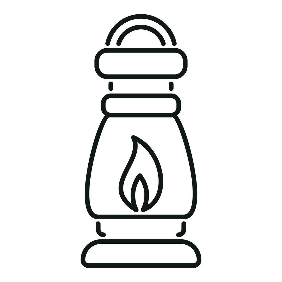 queroseno lámpara ardiente fuego icono contorno vector. tanque petróleo lámpara vector