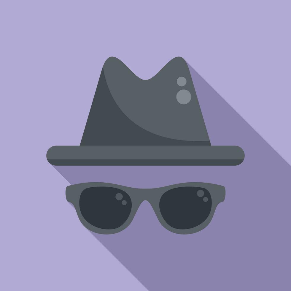 Anonymous hat and glasses icon flat vector. Hidden identity vector