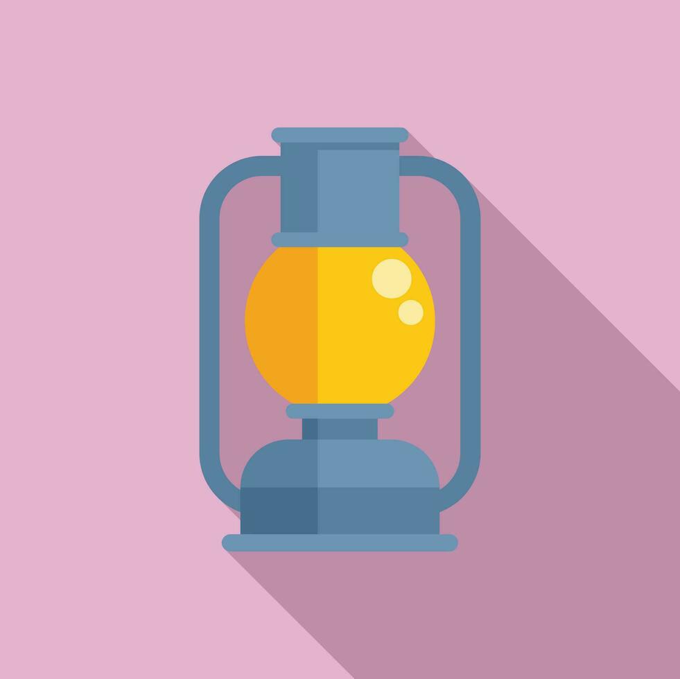 Kerosene old lamp icon flat vector. Retro station lamp vector