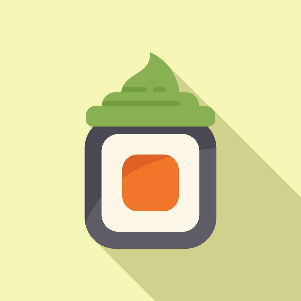 Wasabi cream on sushi roll icon flat vector. Sauce asian culture vector