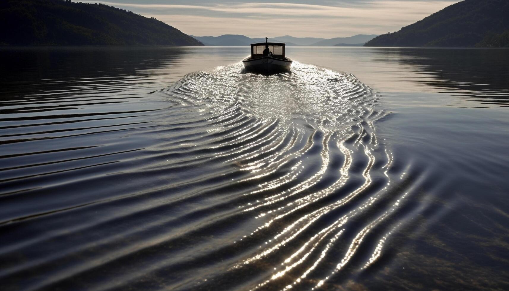 Sailing yacht glides on tranquil mountain reflection generated by AI photo