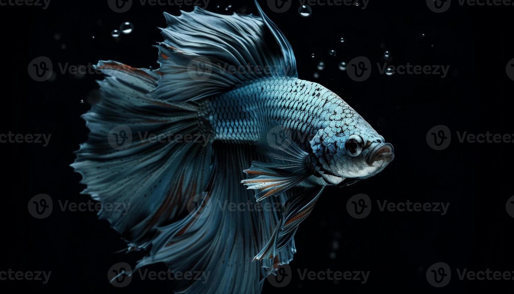 Fierce, multi colored Siamese fighting fish swim underwater generated by AI photo