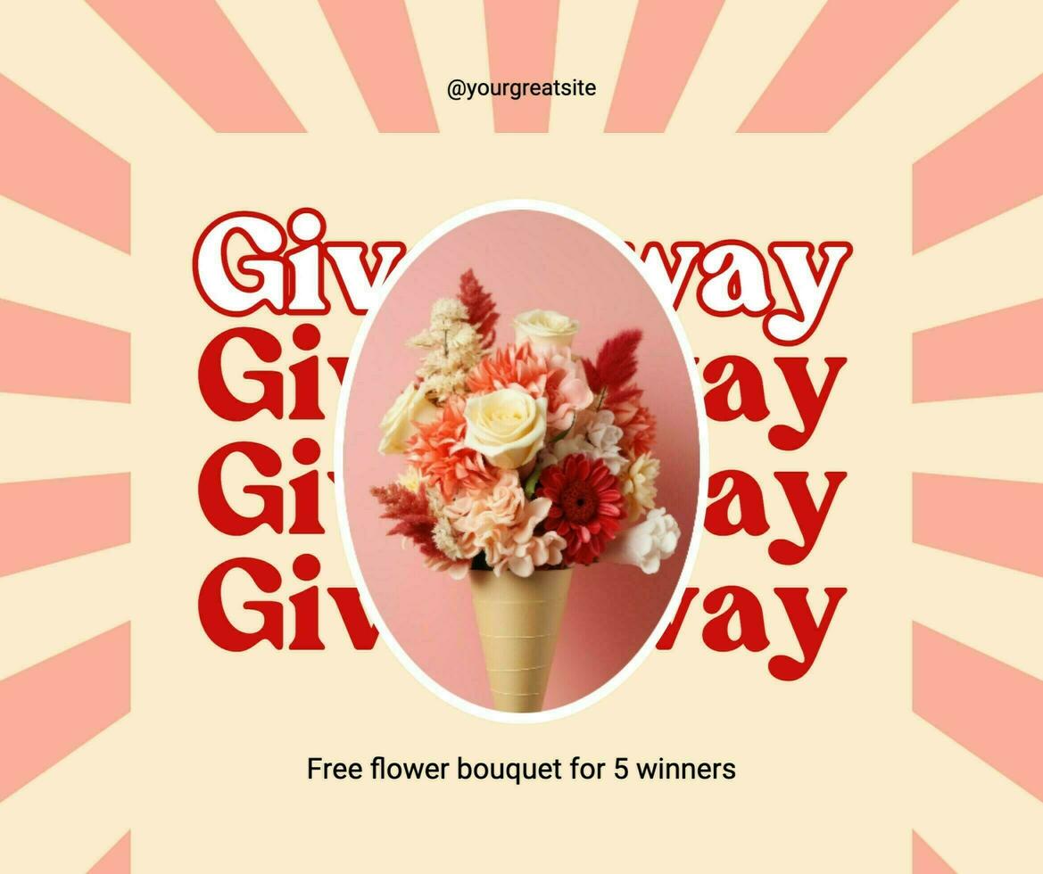 Retro Flower Giveaway Facebook Post template