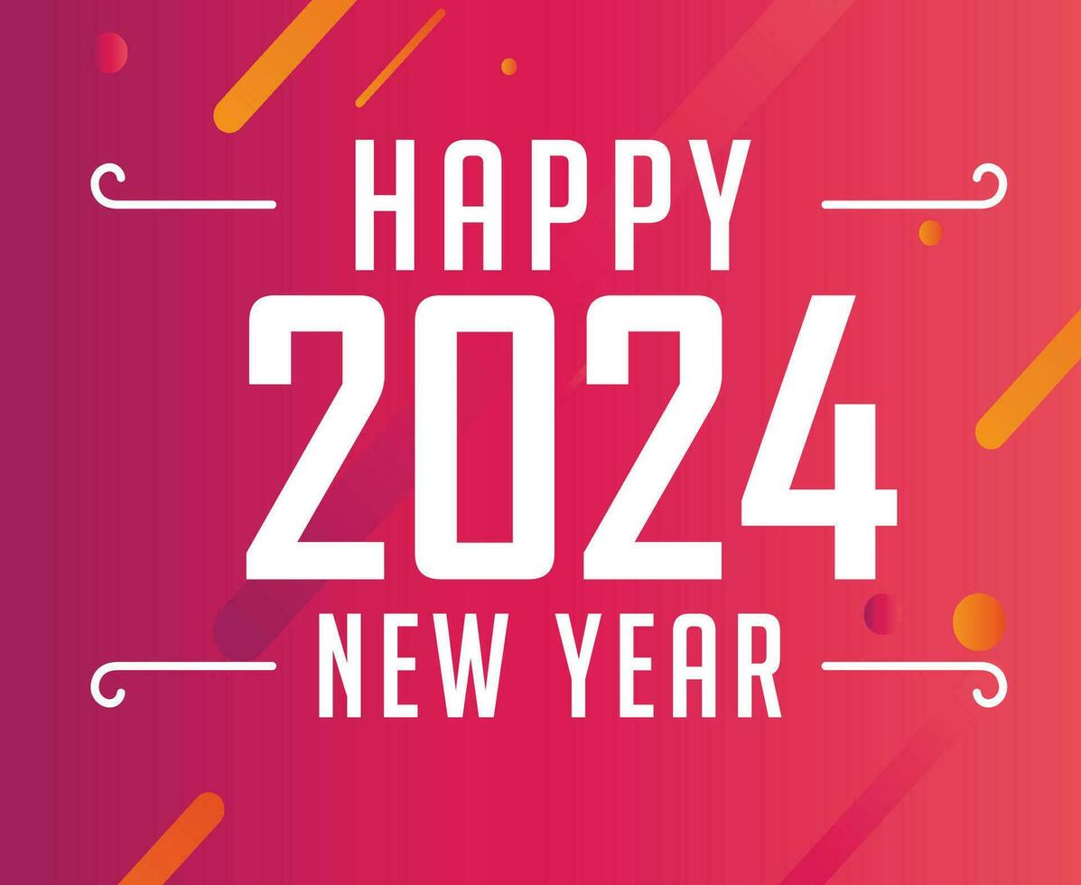 Happy New Year 2024 Holiday White Abstract Design Vector Logo Symbol Illustration With Pink Gradient Background
