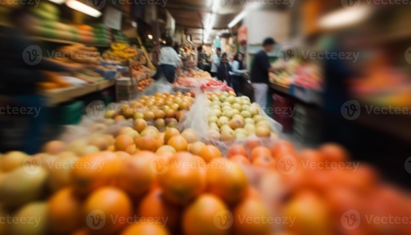 Fresh organic oranges for healthy eating at crowded supermarket sale generated by AI photo