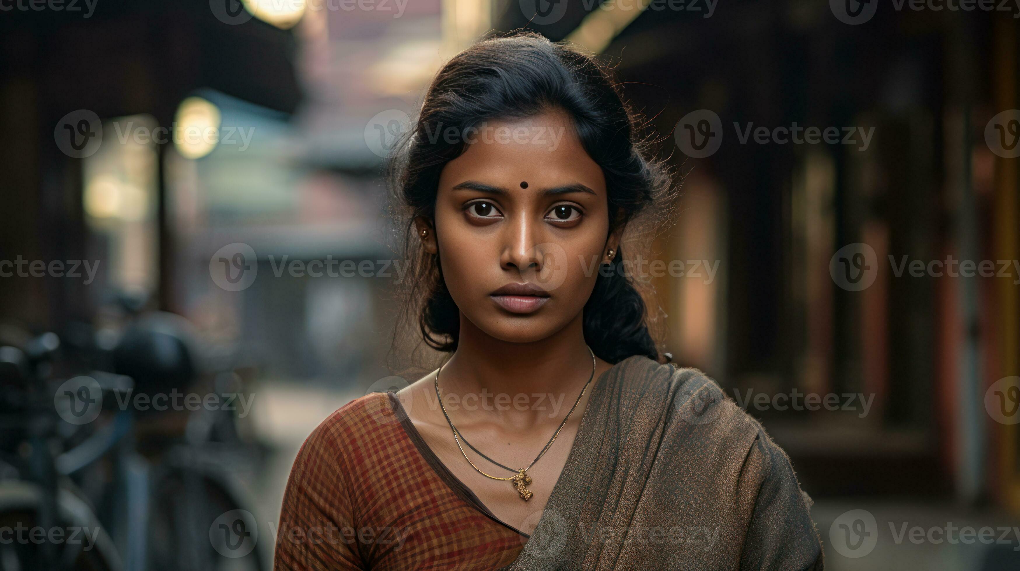 Portrait of indian girl in traditional dress. Traditional