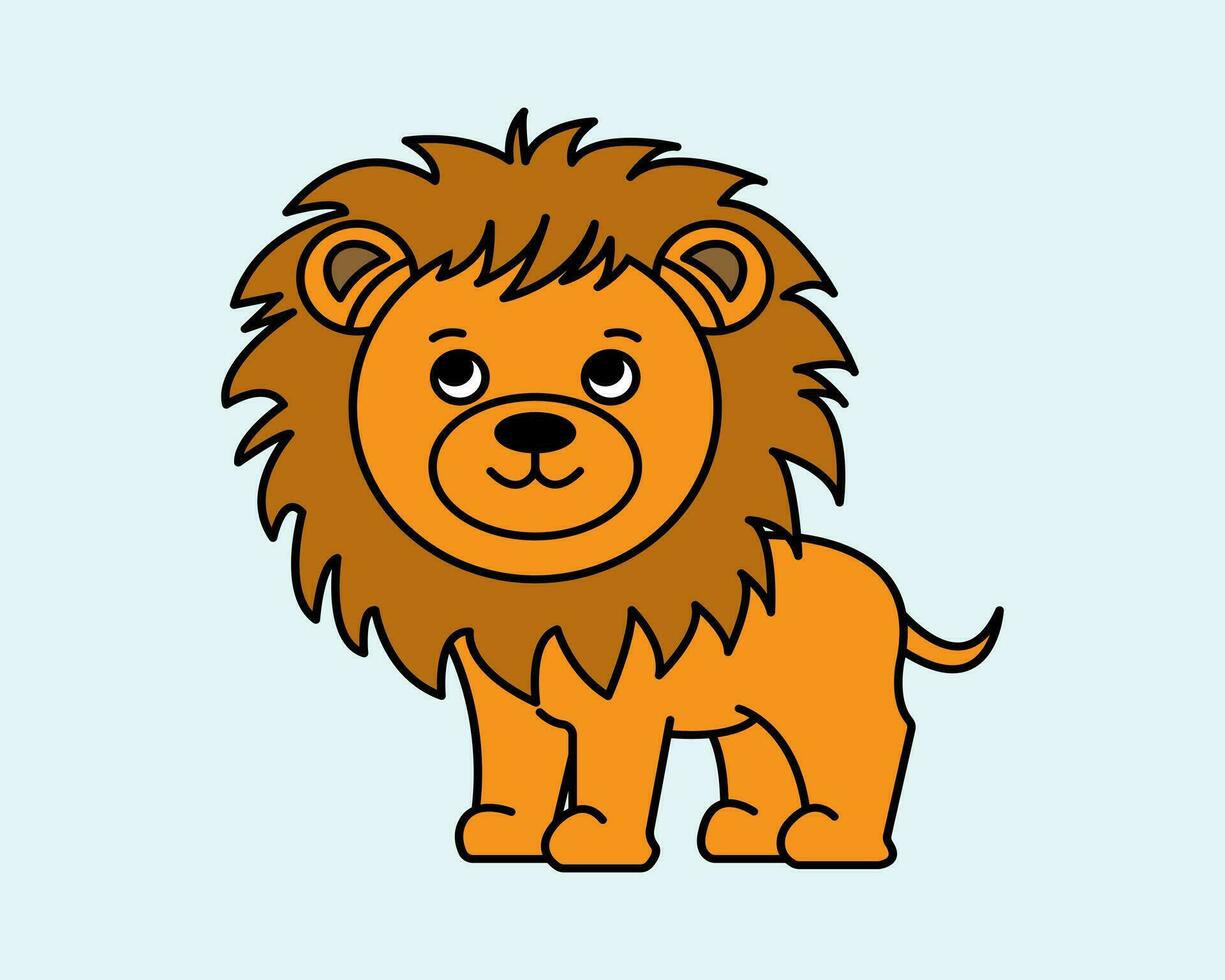 Cartoon Lion icon illustration template for many purpose. Drawing lesson for children. Vector illustration