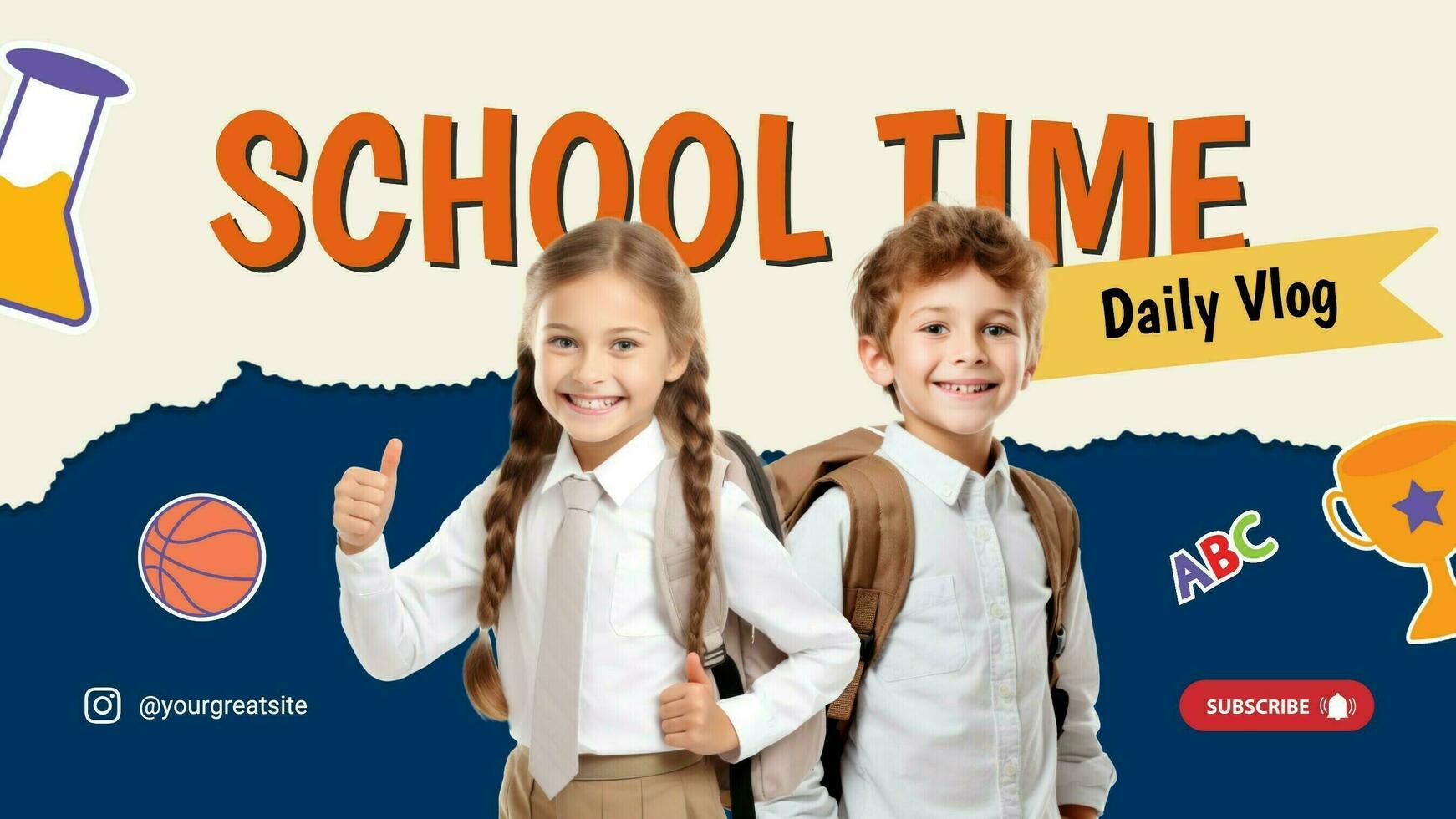 Blue Happy Happy School Youtube Banner template