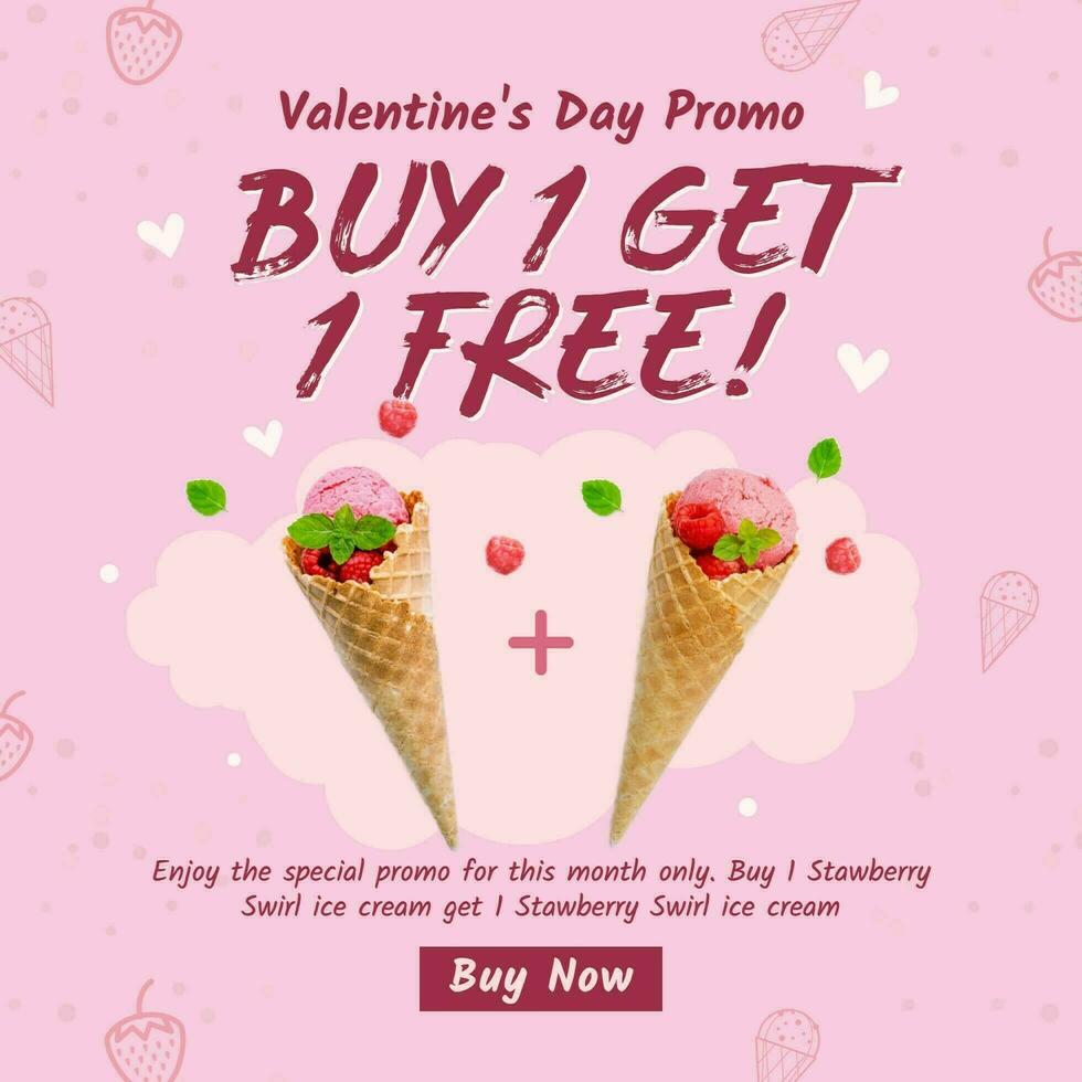 Seasonal Valentines Day Promo Ice Cream Linkedin Post template